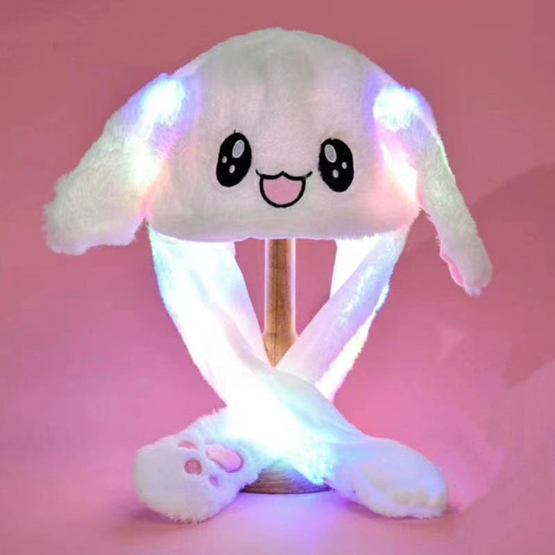 Bunny Ear Move Glowing Hat Anime Rabbit Led Light Jumping Funny Plush Ear Moving Cartoon Hat for Kids Girls Cosplay Party Cap, everythinganimee