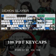 Demon Slayer Tanjirou Theme Pbt Material Keycaps 108 Keys Set for Mechanical Keyboard Oem Profile Only KeyCaps ManyuDou, everythinganimee