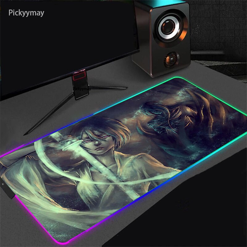 Anime BLEACH Mouse Pad RGB Mousepad With Backlight XXL Laptop Table Pads Desk Carpet Office PC Gaming Accessories LED Mouse Mat