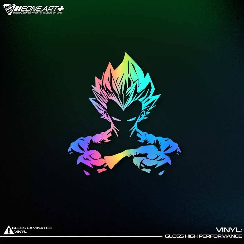 Anime Dragon Ball Z/GT/Super Car Sticker GokuVegeta Super Saiyan Lightning Reflective Holographic Waterproof Sticker Pull Flower , everythinganimee