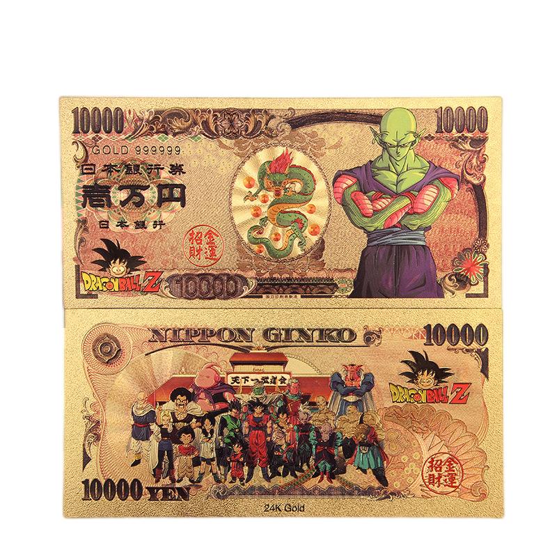 Dragon Ball Z Manga Anime Goku Figure Collection Gold Commemorative Banknote Collection Manga Peripherals Best Gifts