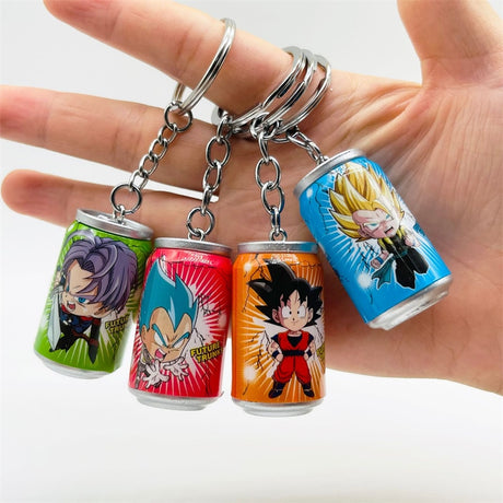 Dragon Ball Anime Keychain Son Goku Kakarotto Vegeta Trunks Keychain Cans Figure Toys Cartoon Keyring Children Gift Toys