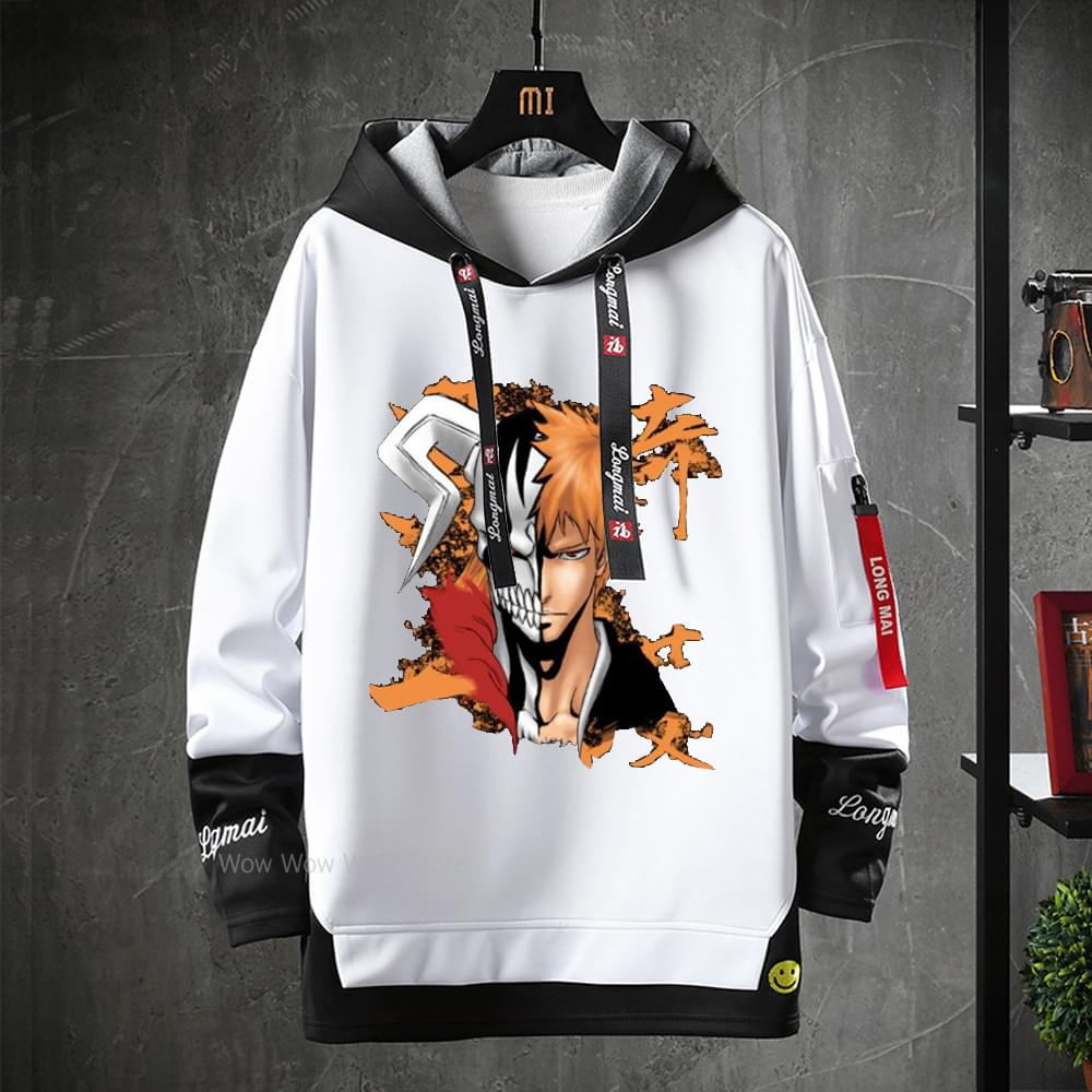 Streetwear fake two shop piece letter hoodie