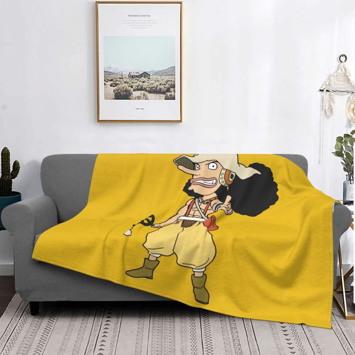 Captain Usopp Cartoon Blankets Flannel Printed One Piece Portable Super Soft Throw Blanket for Home Car Rug Piece, everythinganimee