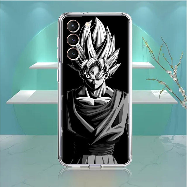 Dragon ball z black and white Soft Case For Samsung Galaxy S22 S20 S21 S10 S9 S8 Plus FE Note 20 Ultra 10 Lite 9 Luxury Cover Coque Comics Line Sketch, everythinganimee