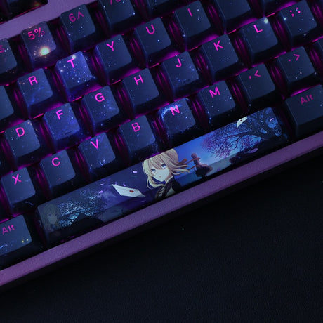 Violet Evergarden Pbt Material Key Cap Thermal Sublimation Process Key Cap Purple Star Key Cap 108 Key Computer Keyboard Accessories, everythinganimee