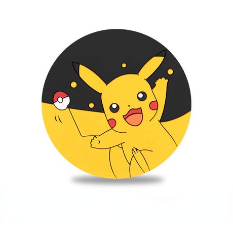 Pokemon Japanese anime cartoon Pikachu cup slot pad non-slip pvc printed doll cute car ornaments children's toy gift, everythinganimee