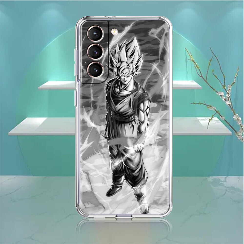 Dragon ball z black and white Soft Case For Samsung Galaxy S22 S20 S21 S10 S9 S8 Plus FE Note 20 Ultra 10 Lite 9 Luxury Cover Coque Comics Line Sketch, everythinganimee