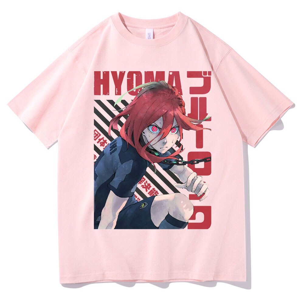 Japanese Men's Streetwear Anime Blue Lock Chigiri Hyoma Print Tshirt Man Woman Harajuku Manga Cartoon T-shirt Male Black T Shirt