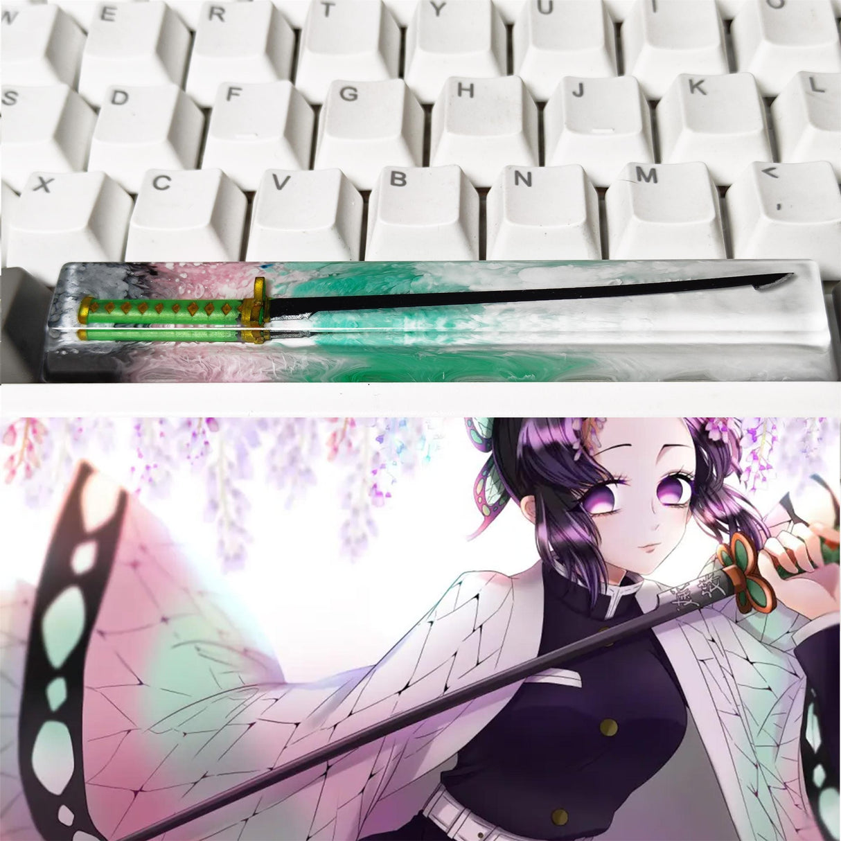 Japan Anime Demon Slayer Artisan Resin Keycaps 6.25u Spacebar Custom Mx Switch Key Caps For Mechanical Backlit Keyboard GK64 61, everythinganimee