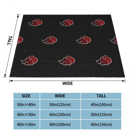 Akatsuki Cloud Blankets Velvet Print Anime Konoha Neji Breathable Lightweight Throw Blankets for Sofa Outdoor Bedspreads, everythinganimee