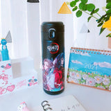 Kawaii anime water bottle cartoon Thermos Cup cans Demon Slayer stainless steel cute straw cup plastic popcicle water bottle