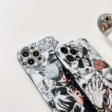 phone case featuring your favorite Jujutsu Kaisen characters, such as Yuji Itadori, Fushiguro Megumi on it. The case is compatible with iPhone 14, 13, 12, 11 Pro, X, Xs Max and XR.