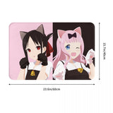 Kaguya sama Love Is War Bathroom Non-Slip Carpet Fujiwara Chika And Shinomiya Kaguya Flannel Mat Welcome Doormat Home Decor Rug, everythinganimee