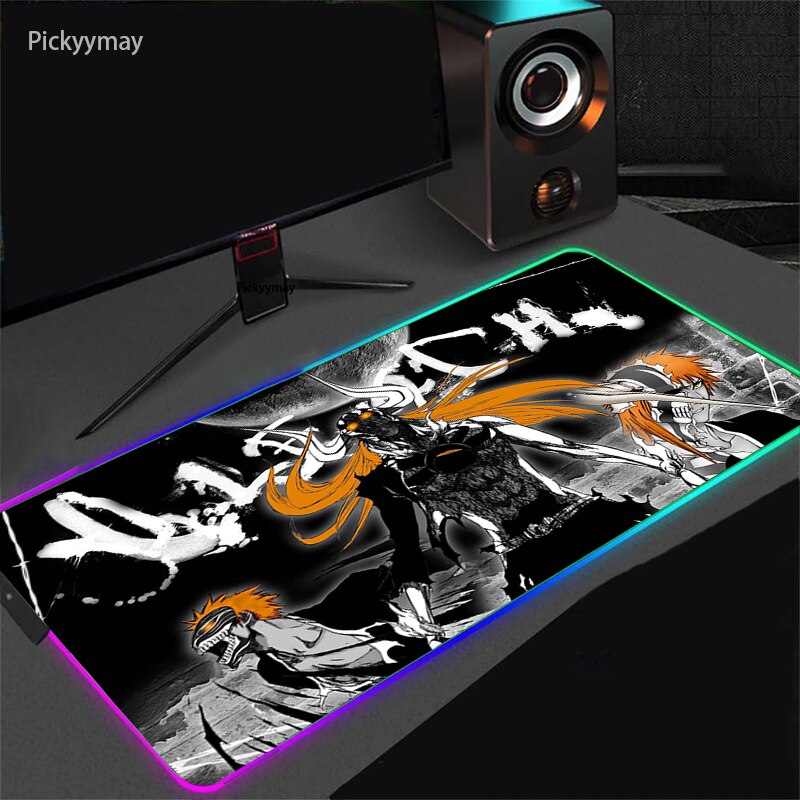 Anime BLEACH Mouse Pad RGB Mousepad With Backlight XXL Laptop Table Pads Desk Carpet Office PC Gaming Accessories LED Mouse Mat