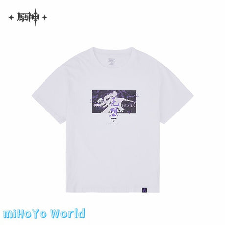 MiHoYo Official Genshin Impact Raiden Shogun Silhouette Printed Doujin T-shirt Short-sleeved 100% Cotton Lovers Oversize Clothes. everythinganimee