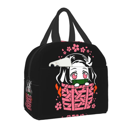 Demon Slayer Muichiro Tokito Insulated Lunch Bag for Women Kimetsu No Yaiba Cooler Thermal Bento Box School Food Storage Bag, everythinganimee