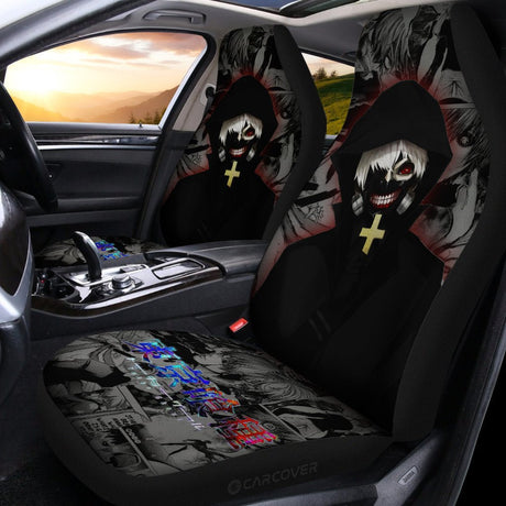 Tokyo Ghoul Rize Kamishiro Car Seat Covers Anime Car Accessories,Pack of 2 Universal Front Seat Protective Cover, everythinganimee