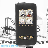 MiHoYo Game Genshin Impact Paimon Card Holder Cartoon Black Unisex PU Wallet Zipper Bag Anime Birthday Xmas Gifts, everythinganimee