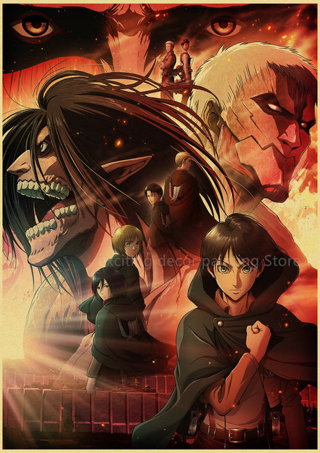 Attack on Titan Anime Posters Levi Retro Kraft Paper DIY Vintage Room Home Bar Cafe Decor Gift Print Aesthetic Art Wall Painting