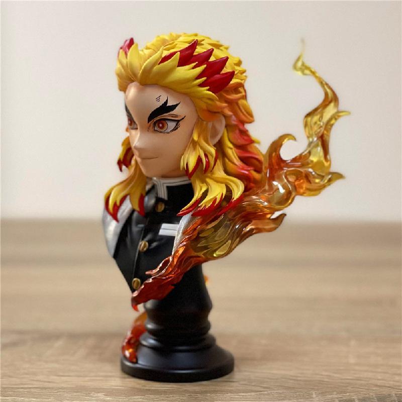 Rengoku Kyoujurou Figure Anime Demon Slayer Kimetsu No Yaiba Figurines PVC Model 1/4 Gk Flame Bust Doll Toys Desk Decoration, everythinganimee