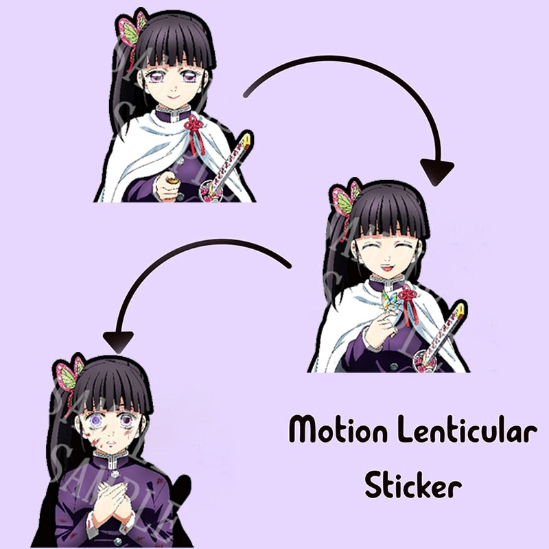 Anime Demon Slayer Tsuyuri Kanao Motion Sticker Lenticular Waterproof Decals for Cars,Laptop,Refrigerator,Wall,Etc. Gift, everythinganimee