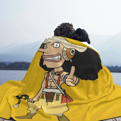 Captain Usopp Cartoon Blankets Flannel Printed One Piece Portable Super Soft Throw Blanket for Home Car Rug Piece, everythinganimee