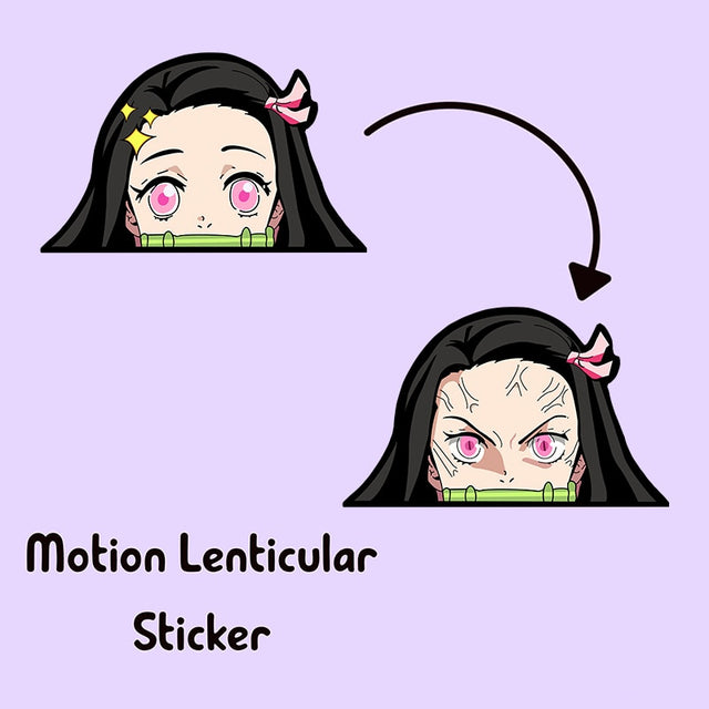 Demon Slayer Kamado Nezuko Motion Car Sticker Lenticular Sticker Waterproof Decals for Suitcase,Laptop, Refrigerator, Etc Gift, everythinganimee