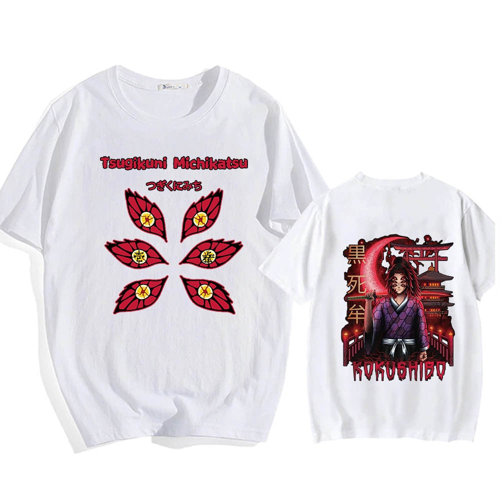 Anime T-Shirt Demon Slayer Kokushibo O-Neck Short Sleeves Casual Loose Man Woman Harajuku Hip Hop Streetwear, eveythinganimee