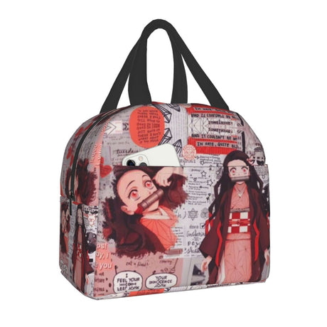 Demon Slayer Muichiro Tokito Insulated Lunch Bag for Women Kimetsu No Yaiba Cooler Thermal Bento Box School Food Storage Bag, everythinganimee