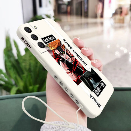 Anime Bleach 4 different styles of Ichigo Phone Case For Samsung Galaxy S22 S21 S20 Ultra Plus FE S10 S9 S10E Note 20 ultra 10 9 Plus Cover Hand Strap, everythinganimee