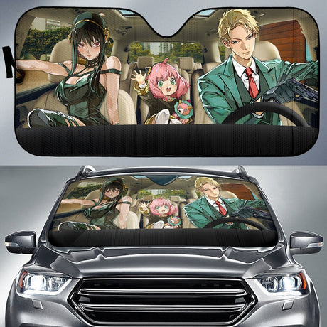 Spy X Family Loid Yor And Anya Hot Anime Car Auto Sunshades, everythinganimee