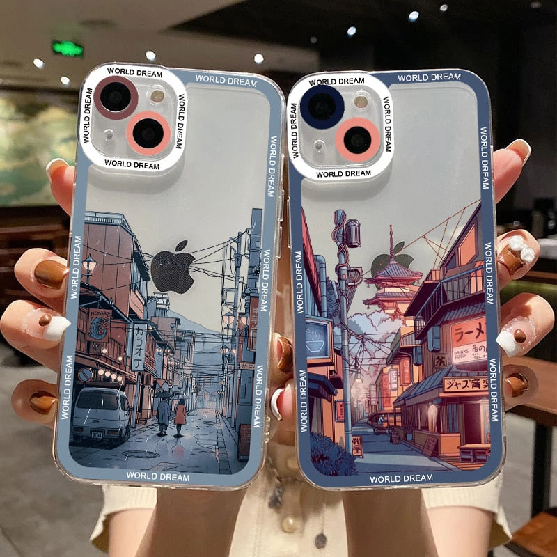 Japanese Anime Hand Painted Clear iPhone