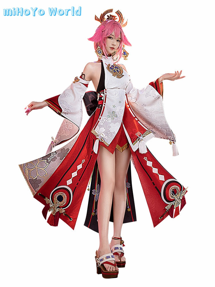 MiHoYo Game Genshin Impact Miss Fox Yae Miko Cosplay Anime Costume Woman Sexy Cosplay Grace Dress Comic Con Birthday Xmas Gifts, everythinganimee