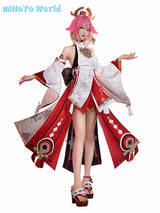 MiHoYo Game Genshin Impact Miss Fox Yae Miko Cosplay Anime Costume Woman Sexy Cosplay Grace Dress Comic Con Birthday Xmas Gifts, everythinganimee