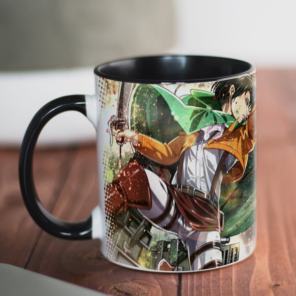 New Attack on Titan Mug 11oz Creative Ceramic Cartoon Anime Coffee Mugs Tea Cups Boy Friends Husband Birthday Gift, everythinganimee