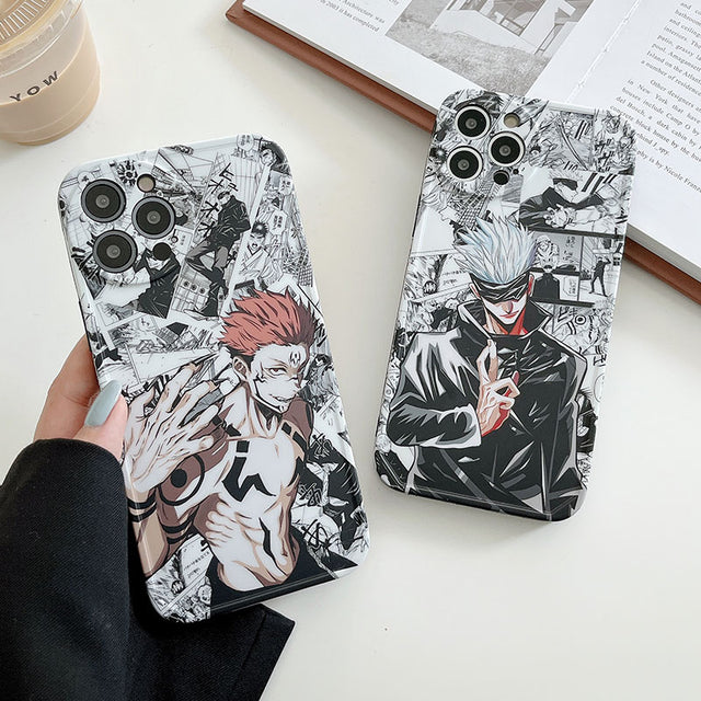 phone case featuring your favorite Jujutsu Kaisen characters, such as Yuji Itadori, Fushiguro Megumi on it. The case is compatible with iPhone 14, 13, 12, 11 Pro, X, Xs Max and XR.