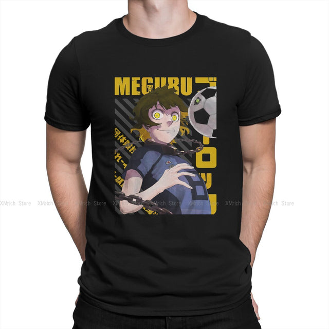 Meguru Bachira T-Shirts for Men BLUE LOCK Isagi Yoichi Anime Fashion 100% Cotton Tee Shirt Round Neck Short Sleeve T Shirt, everything animee