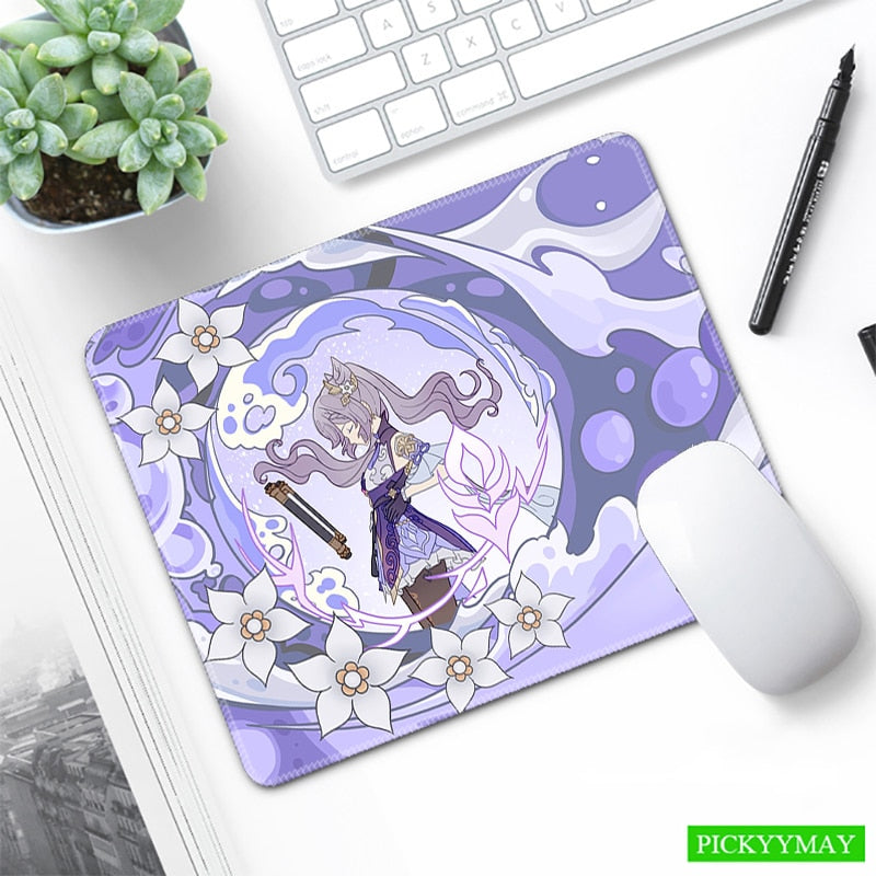 Genshin Impact Desk Mat Gamer Mousepads Mouse Pad Office Desk Pads Anime Cute Small Mousepad Mouse Mats For Computer 20x25cm