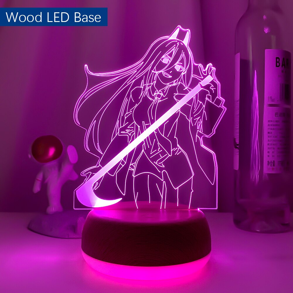 Japanese Anime Chainsaw Man 3D Character Model LED Night Light Game Room Bedroom Decoration Table Lamp Atmosphere Light