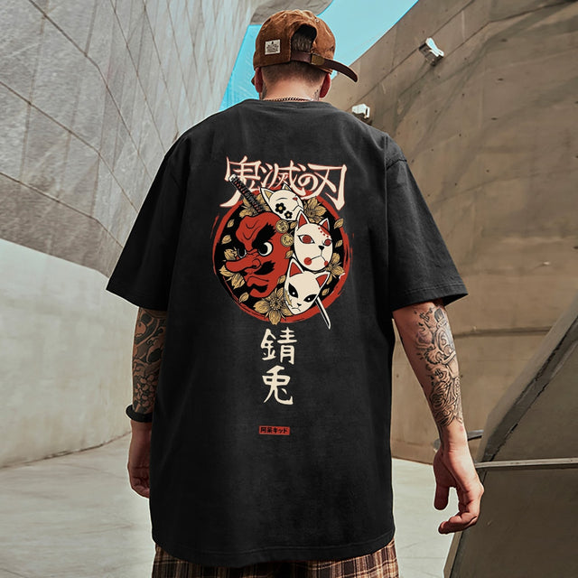 Demon Slayers Sabito Printed Cotton Clothing For Men Harajuku Creative Casual Short Sleeve All-math Vintage Mans Cotton T-Shirts, everythinganimee