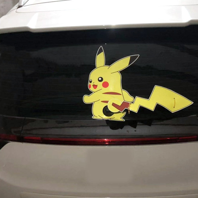 Pokemon Pikachu Powerful Car Decoration Sticker Cute Waterproof Anime Car  Window Glass Sticker Creative funny auto accessories
