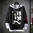 Anime Bleach Hoodies Streetwear Kurosaki Ichigo Ribbons Letter Print Hoodie Fake Two Piece Patchwork Sweatshirt Pullover Clothes