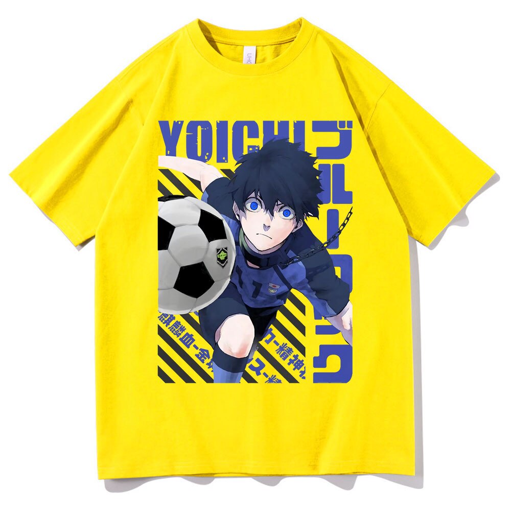 Introducing the must-have Anime Blue Lock Isagi Yoichi Graphic T-Shirt for men and women! This trendy, unisex t-shirt features a cool graphic design of the iconic anime character Isagi Yoichi. Made with soft, breathable cotton, this t-shirt is perfect for any casual occasion. Available in a variety of sizes and colors, you'll be able to find the perfect fit. 