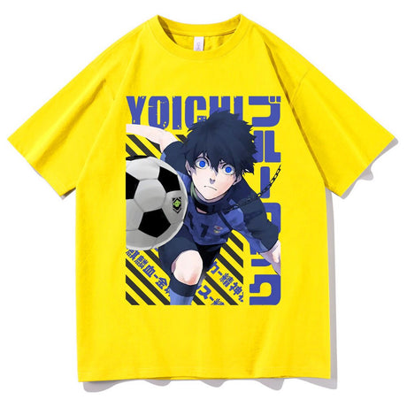 Introducing the must-have Anime Blue Lock Isagi Yoichi Graphic T-Shirt for men and women! This trendy, unisex t-shirt features a cool graphic design of the iconic anime character Isagi Yoichi. Made with soft, breathable cotton, this t-shirt is perfect for any casual occasion. Available in a variety of sizes and colors, you'll be able to find the perfect fit. 