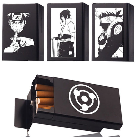 Anime Uzumaki Naruto Uchiha Sasuke Metal Cigarette Case Hatake Kakashi Smoke Case High Quality Creative Portable Birthday Gift, everythinganimee