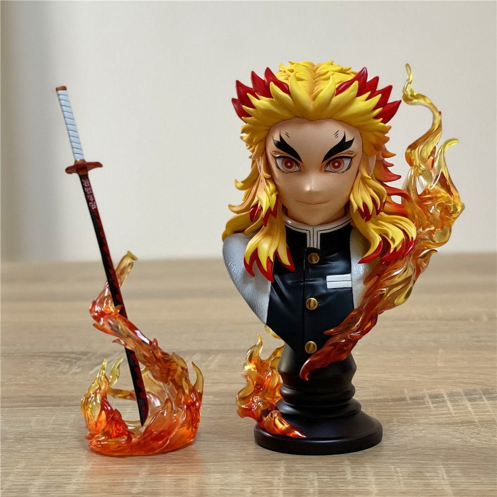 Rengoku Kyoujurou Figure Anime Demon Slayer Kimetsu No Yaiba Figurines PVC Model 1/4 Gk Flame Bust Doll Toys Desk Decoration, everythinganimee