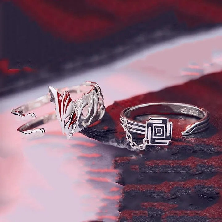 Anime Bleach Kurosaki Ichigo Rings Cosplay Props Jewelry Accessory Unisex Couple Lover Ring Adjustable Gift, everything animee