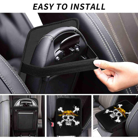 Center Console Cover Pad One Skull Car Armrest Cover Mat Universal Breathable Car Interior CushionStorage Box Pad Cushion, one piece, everythinganimee