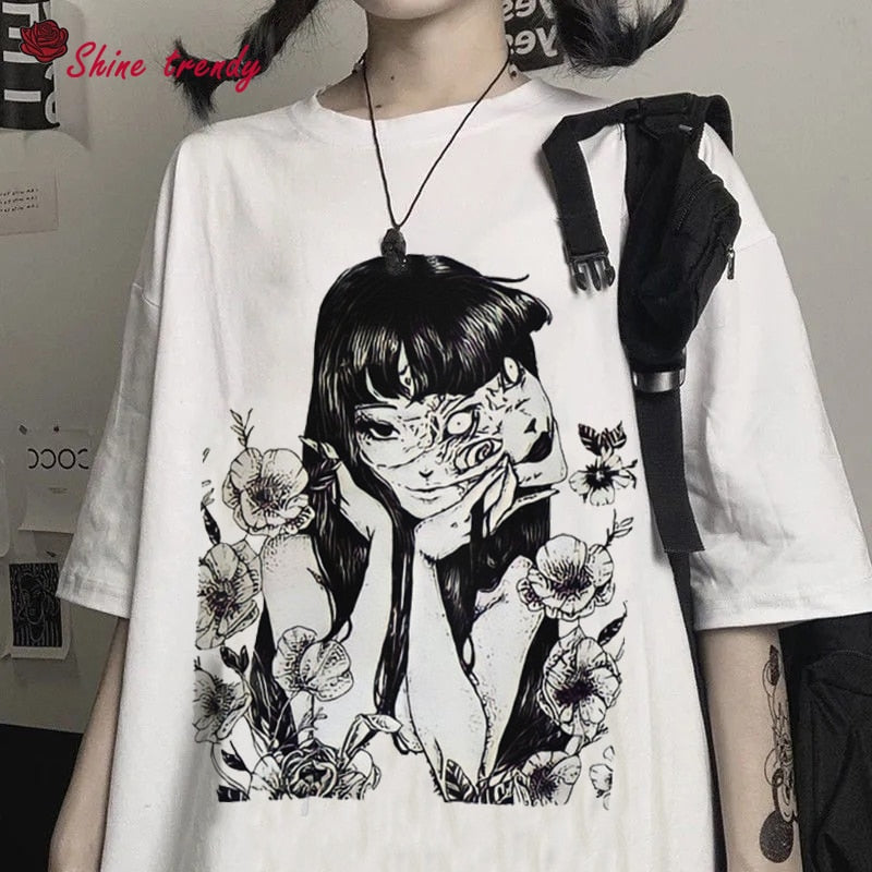 Upgrade your wardrobe with our Gothic Glance Harajuku Anime Tee | If you are looking for more Goth Anime Merch, We have it all! | Check out all our Anime Merch now!